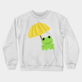 Frog under beach umbrella Crewneck Sweatshirt